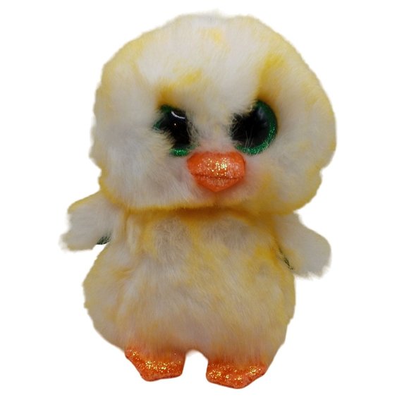 Ty Beanie Boo Lemon Drop Yellow Chick 6 Inch Plush Green Glitter - Picture 1 of 9